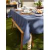 image:imageDII IndoorOutdoor ReUsable Tabletop Collection Tonal Lattice Machine Washable Table Runner 14x72 ArtichokeFrench Blue