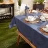 image:imageDII IndoorOutdoor ReUsable Tabletop Collection Tonal Lattice Machine Washable Table Runner 14x72 ArtichokeFrench Blue