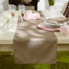 image:imageDII IndoorOutdoor ReUsable Tabletop Collection Tonal Lattice Machine Washable Table Runner 14x72 ArtichokeStone