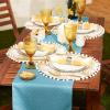 image:imageDII IndoorOutdoor ReUsable Tabletop Collection Tonal Lattice Machine Washable Table Runner 14x72 ArtichokeStorm Blue