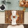 image:imageDII PVC Tabletop Collection Decorative Woven Basketweave Design Placemat Set 119x174 GrayLeather Brown