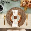 image:imageDII PVC Tabletop Collection Decorative Woven Basketweave Design Placemat Set 119x174 GrayLeather Brown