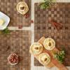image:imageDII PVC Tabletop Collection Decorative Woven Basketweave Design Placemat Set 119x174 GrayLeather Brown