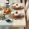 image:imageDII PVC Tabletop Collection Decorative Woven Basketweave Design Placemat Set 119x174 GrayLeather Brown