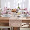 image:imageDII Polyester Embroidered Table Runner for Spring Garden Party Summer BBQ Baby Showers and Everyday Use  14x70 Arrows on Aqua BaseNatural Flowers