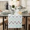 image:imageDII Polyester Embroidered Table Runner for Spring Garden Party Summer BBQ Baby Showers and Everyday Use  14x70 Arrows on Aqua BaseOffwhite Chevron