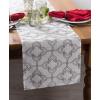 image:imageDII Polyester Embroidered Table Runner for Spring Garden Party Summer BBQ Baby Showers and Everyday Use  14x70 Arrows on Aqua BaseOffwhite Lattice