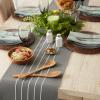 image:imageDII Tassel Stripe Tabletop Collection Decorative Machine Washable Table Runner 14x108 Teal amp OffWhiteGray  White