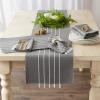 image:imageDII Tassel Stripe Tabletop Collection Decorative Machine Washable Table Runner 14x108 Teal amp OffWhiteGray  White