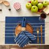 image:imageDII Tassel Stripe Tabletop Collection Decorative Machine Washable Table Runner 14x108 Teal amp OffWhiteNavy  Offwhite
