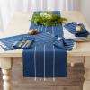 image:imageDII Tassel Stripe Tabletop Collection Decorative Machine Washable Table Runner 14x108 Teal amp OffWhiteNavy  Offwhite
