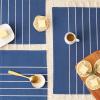 image:imageDII Tassel Stripe Tabletop Collection Decorative Machine Washable Table Runner 14x108 Teal amp OffWhiteNavy  Offwhite