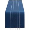image:imageDII Tassel Stripe Tabletop Collection Decorative Machine Washable Table Runner 14x108 Teal amp OffWhiteNavy  Offwhite