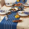 image:imageDII Tassel Stripe Tabletop Collection Decorative Machine Washable Table Runner 14x108 Teal amp OffWhiteNavy  Offwhite