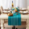 image:imageDII Tassel Stripe Tabletop Collection Decorative Machine Washable Table Runner 14x108 Teal amp OffWhiteTeal  Offwhite