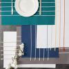 image:imageDII Tassel Stripe Tabletop Collection Decorative Machine Washable Table Runner 14x108 Teal amp OffWhiteTeal  Offwhite