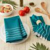 image:imageDII Tassel Stripe Tabletop Collection Decorative Machine Washable Table Runner 14x108 Teal amp OffWhiteTeal  Offwhite