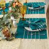 image:imageDII Tassel Stripe Tabletop Collection Decorative Machine Washable Table Runner 14x108 Teal amp OffWhiteTeal  Offwhite