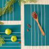 image:imageDII Tassel Stripe Tabletop Collection Decorative Machine Washable Table Runner 14x108 Teal amp OffWhiteTeal  Offwhite