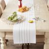image:imageDII Tassel Stripe Tabletop Collection Decorative Machine Washable Table Runner 14x108 Teal amp OffWhiteWhite  Stone
