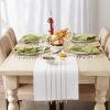 image:imageDII Tassel Stripe Tabletop Collection Decorative Machine Washable Table Runner 14x108 Teal amp OffWhiteWhite  Stone