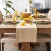 image:imageDII Tonal Recycled Cotton Slubby Rib Tabletop Collection Table Runner 14x72 Leather BrownHoney Gold