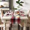 image:imageDII TriColor Check Collection 100 Cotton Tabletop Table Runner 14x108 BlackCardinal Red