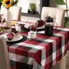 image:imageDII TriColor Check Collection 100 Cotton Tabletop Table Runner 14x108 BlackCardinal Red