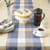 image:imageDII TriColor Check Collection 100 Cotton Tabletop Table Runner 14x108 BlackFrench Blue