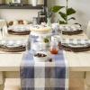 image:imageDII TriColor Check Collection 100 Cotton Tabletop Table Runner 14x108 BlackFrench Blue