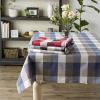 image:imageDII TriColor Check Collection 100 Cotton Tabletop Table Runner 14x108 BlackFrench Blue