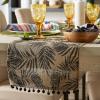 image:imageDII Woven Tabletop Collection Natural Jute Table Runner 14x72 Black Fern Print