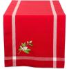 image:imageDII Embroidered Mistletoe 100 Cotton Machine Washable Table Runner for Dinner Parties Christmas and Holidays  14x72Mistletoe