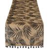 image:imageDII Woven Tabletop Collection Natural Jute Table Runner 14x72 Black Fern Print