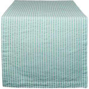 image:imageDII 100 Cotton Seersucker Striped Tabletop Collection Gray Table Runner 14x108 1 PieceAqua
