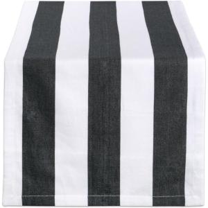 image:imageDII Cabana Dobby Stripe Tabletop Collection 18x72inch Table Runner Navy amp WhiteBlack  White