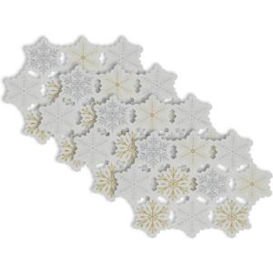 image:imageDII Embroidered Holiday Table Dcor Collection Christmas Kitchen Snowflakes Table Runner 14x54 Silver amp GoldSilver  Gold