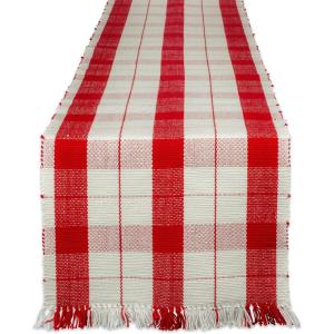 image:imageDII Embroidered Mistletoe 100 Cotton Machine Washable Table Runner for Dinner Parties Christmas and Holidays  14x72Red Tinsel
