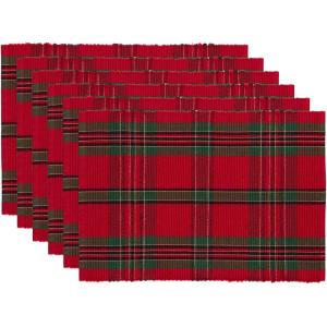 image:imageDII Farmhouse Christmas Plaid Dining Table amp Kitchen Dcor Holiday Placemat Set 13x19 Red amp Green 6 CountHoliday Placemat Set  13x19