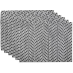 image:imageDII Farmhouse Stripe Woven Tabletop Collection Placemat Set 13x1725 Gray 6 PieceGray