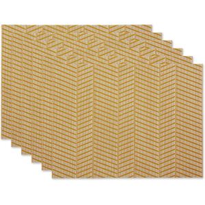 image:imageDII Farmhouse Stripe Woven Tabletop Collection Placemat Set 13x1725 Gray 6 PieceHoney Gold