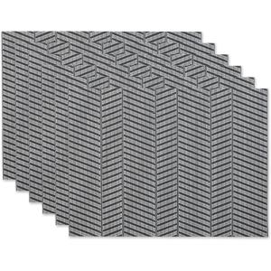 image:imageDII Farmhouse Stripe Woven Tabletop Collection Placemat Set 13x1725 Gray 6 PieceMineral Gray