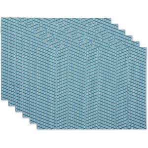 image:imageDII Farmhouse Stripe Woven Tabletop Collection Placemat Set 13x1725 Gray 6 PieceStorm Blue
