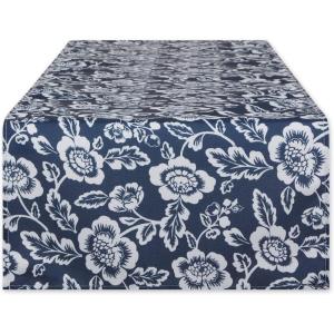 image:imageDII Floral Outdoor Tabletop Collection Water Resistant 14x72 Runner Nautical Blue