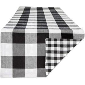 image:imageDII Gingham Check Tabletop Collection RedBlack Table Runner 14x72Black