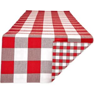 image:imageDII Gingham Check Tabletop Collection RedBlack Table Runner 14x72Red