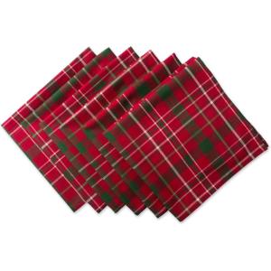image:imageDII Holiday Dining Table Linen Collection Tartan Holly Plaid Christmas Table Runner 14x108 Red amp Green20 x 20 Set of 6