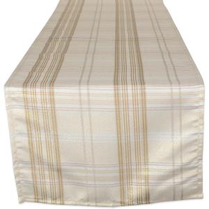 image:imageDII Holiday Dining Table amp Kitchen Dcor Metallic Fabric Christmas Table Runner 14x72 Red Tartan PlaidGold  Cream Plaid