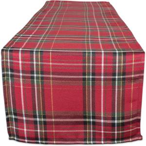 image:imageDII Holiday Dining Table amp Kitchen Dcor Metallic Fabric Christmas Table Runner 14x72 Red Tartan PlaidRed Tartan Plaid