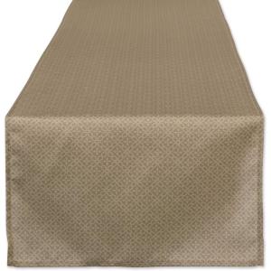 image:imageDII IndoorOutdoor ReUsable Tabletop Collection Tonal Lattice Machine Washable Table Runner 14x72 ArtichokeStone